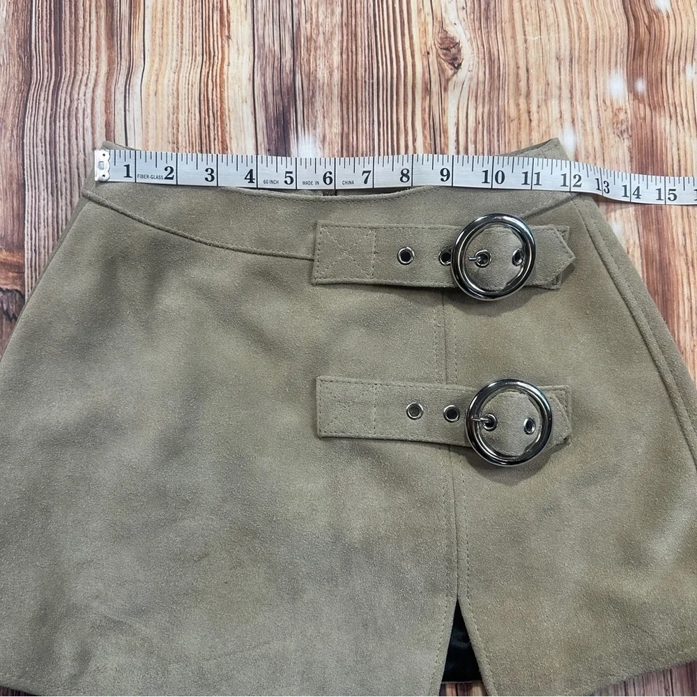 Free People Understated Leather Suede Buckle Mini Skirt Size XS